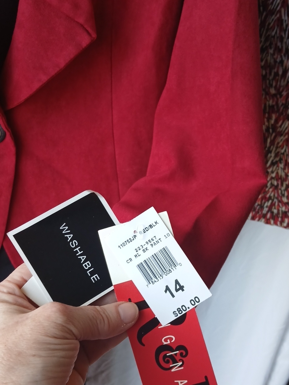 3pc Red Ruffle-Trim Women's Blazer by RK - Picture 5 of 6